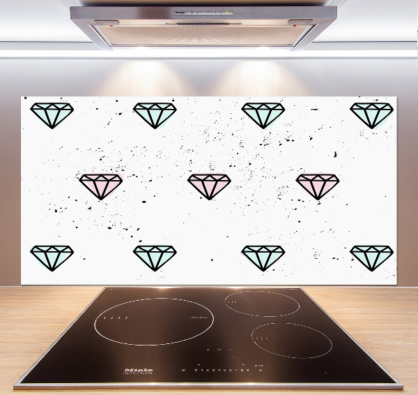 Sklenený panel do kuchynskej linky Diamanty