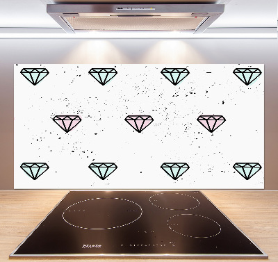 Sklenený panel do kuchynskej linky Diamanty