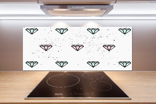 Sklenený panel do kuchynskej linky Diamanty