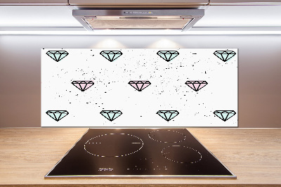 Sklenený panel do kuchynskej linky Diamanty