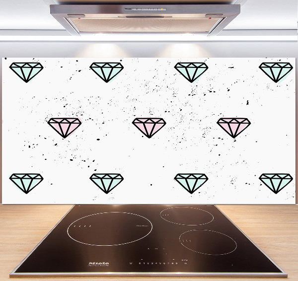 Sklenený panel do kuchynskej linky Diamanty