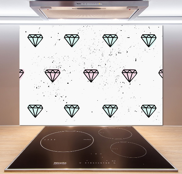 Sklenený panel do kuchynskej linky Diamanty