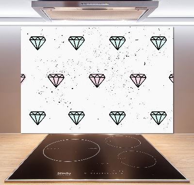 Sklenený panel do kuchynskej linky Diamanty