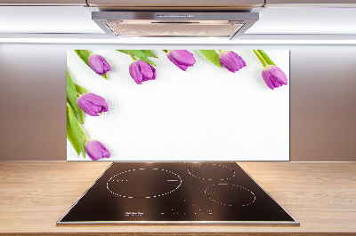 Panel do kuchyne Fialové tulipány