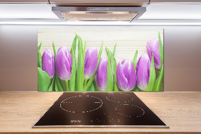Panel do kuchyne Fialové tulipány