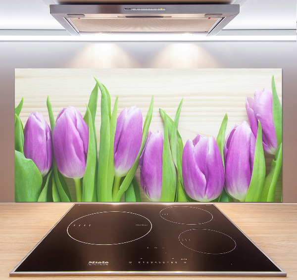 Panel do kuchyne Fialové tulipány