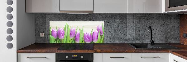 Panel do kuchyne Fialové tulipány