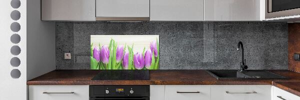Panel do kuchyne Fialové tulipány