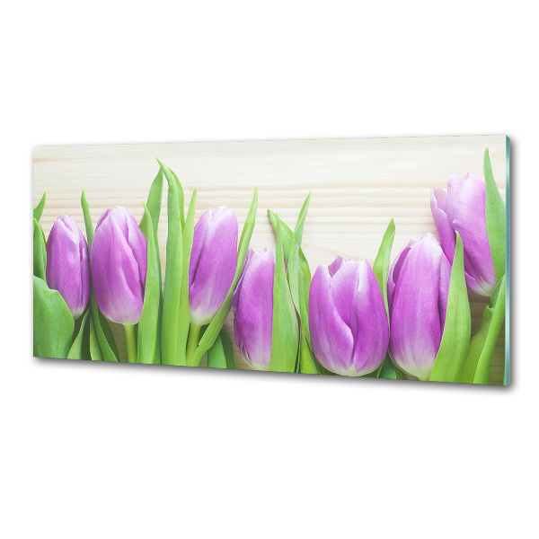 Panel do kuchyne Fialové tulipány