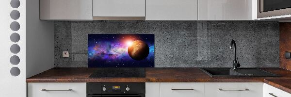 Sklenený panel do kuchynskej linky Hmlovina