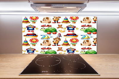 Sklenený panel do kuchyne Hračky