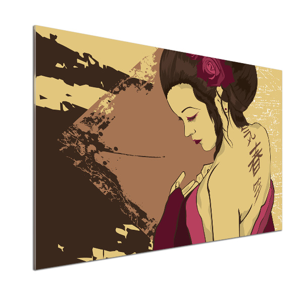 Sklenený panel do kuchyne Gejša