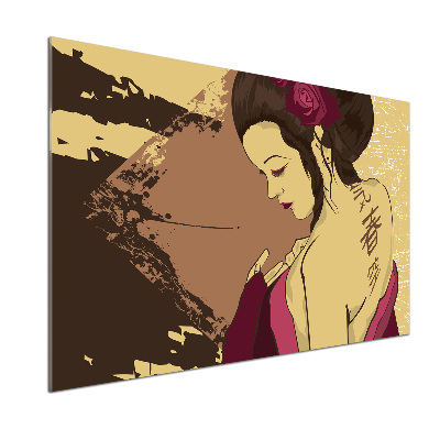 Sklenený panel do kuchyne Gejša