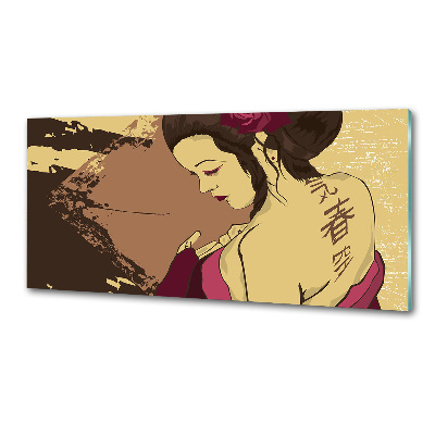 Sklenený panel do kuchyne Gejša