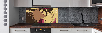 Sklenený panel do kuchyne Gejša