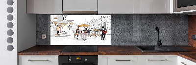 Sklenený panel do kuchynskej linky Kaviareň
