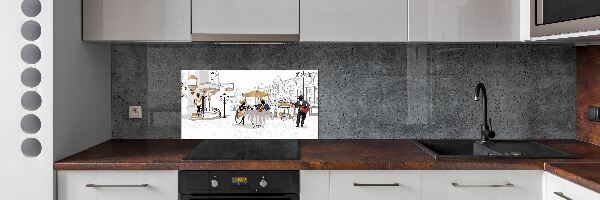 Sklenený panel do kuchynskej linky Kaviareň