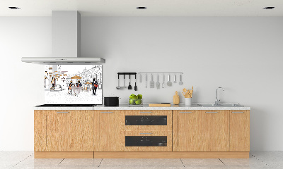 Sklenený panel do kuchynskej linky Kaviareň