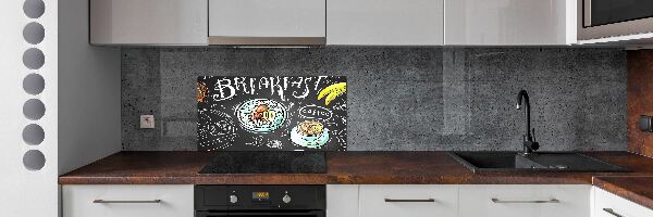 Sklenený panel do kuchynskej linky Raňajky