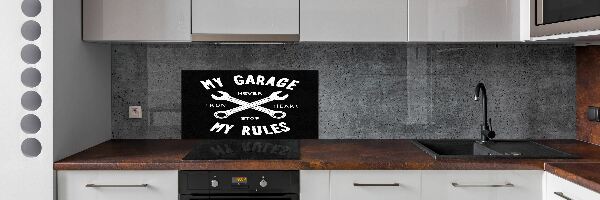 Sklenený panel do kuchynskej linky Garáž