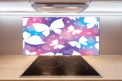 Sklenený panel do kuchyne Motýle