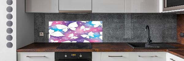 Sklenený panel do kuchyne Motýle