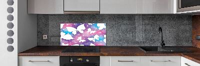 Sklenený panel do kuchyne Motýle