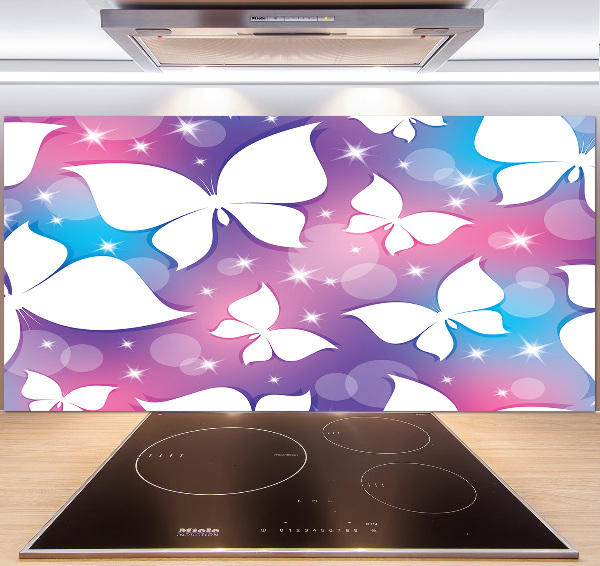 Sklenený panel do kuchyne Motýle