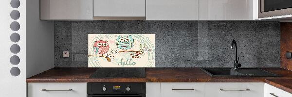 Sklenený panel do kuchyne Sovy