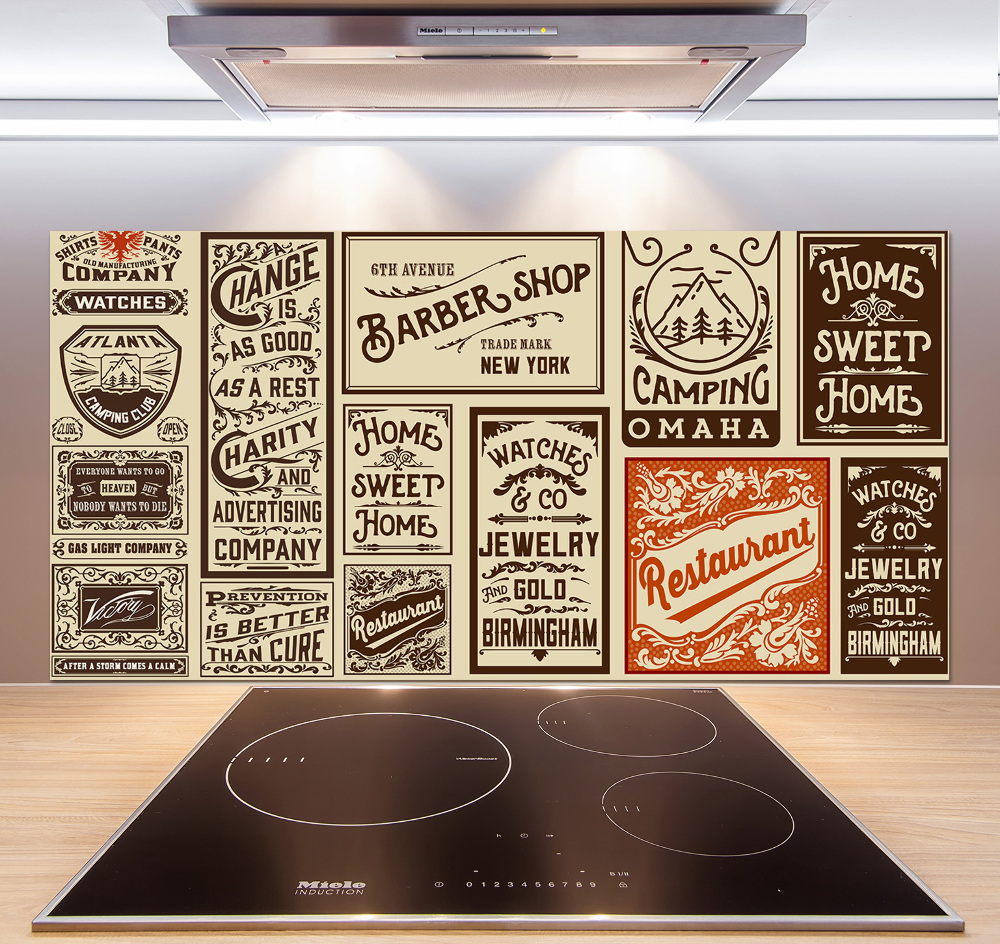 Panel do kuchyne Reklamy a etikety