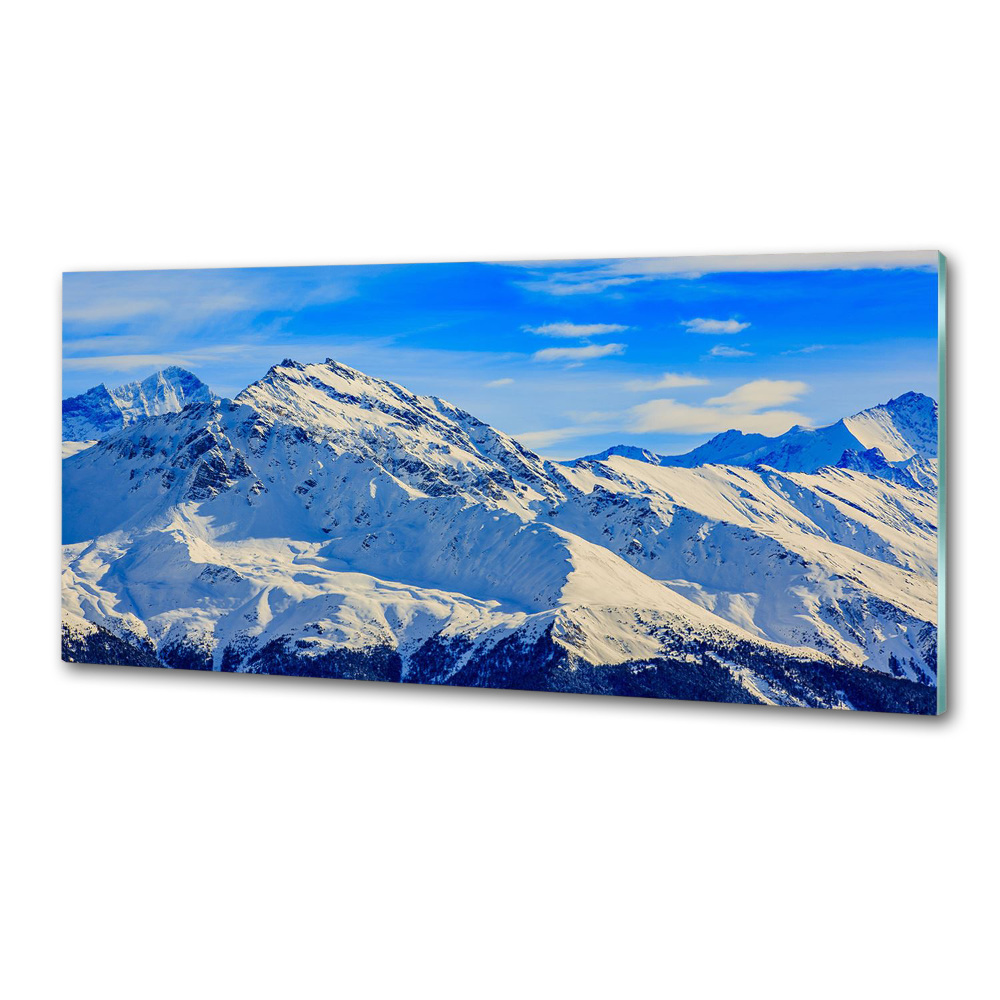 Sklenený panel do kuchynskej linky Alpy zima