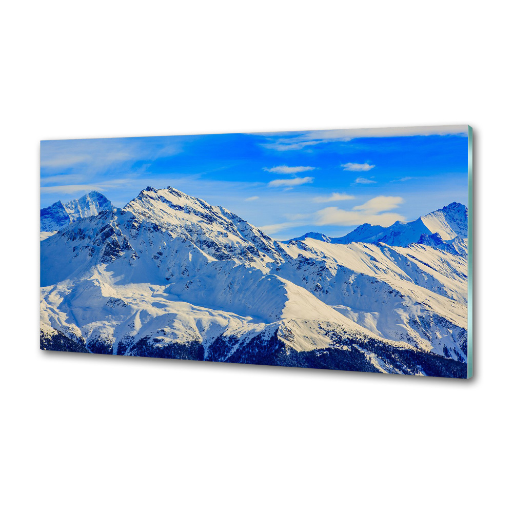 Sklenený panel do kuchynskej linky Alpy zima