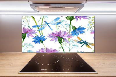 Panel do kuchyne Kvety a vážky