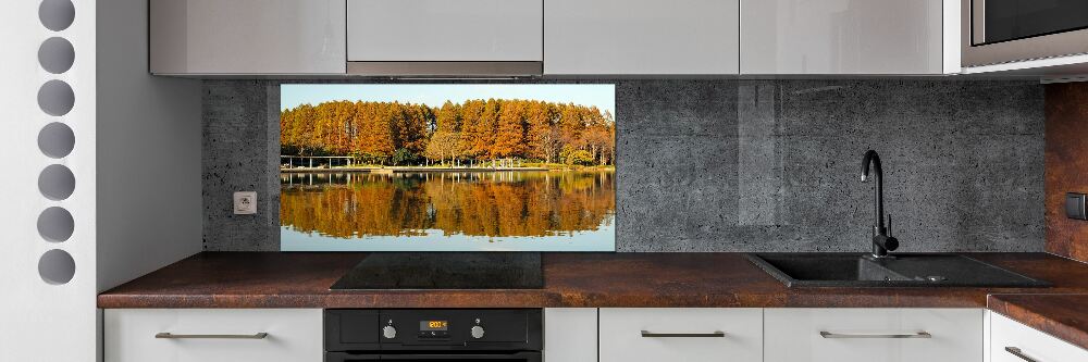 Panel do kuchyne Les na jazerom