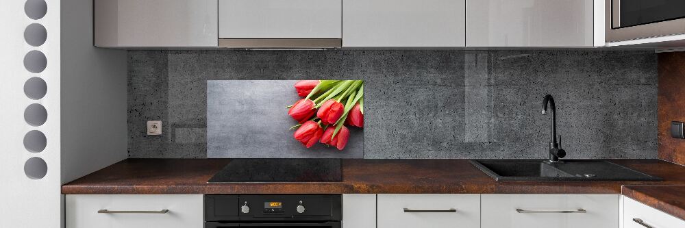 Panel do kuchyne Červené tulipány