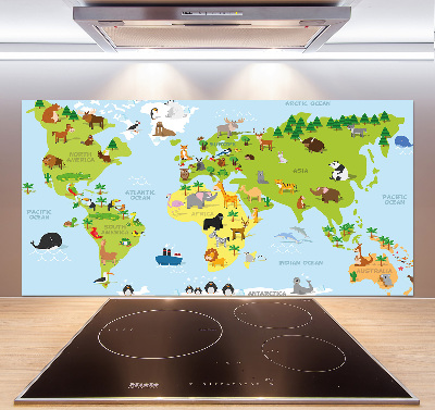 Panel do kuchyne Mapa zvieratá