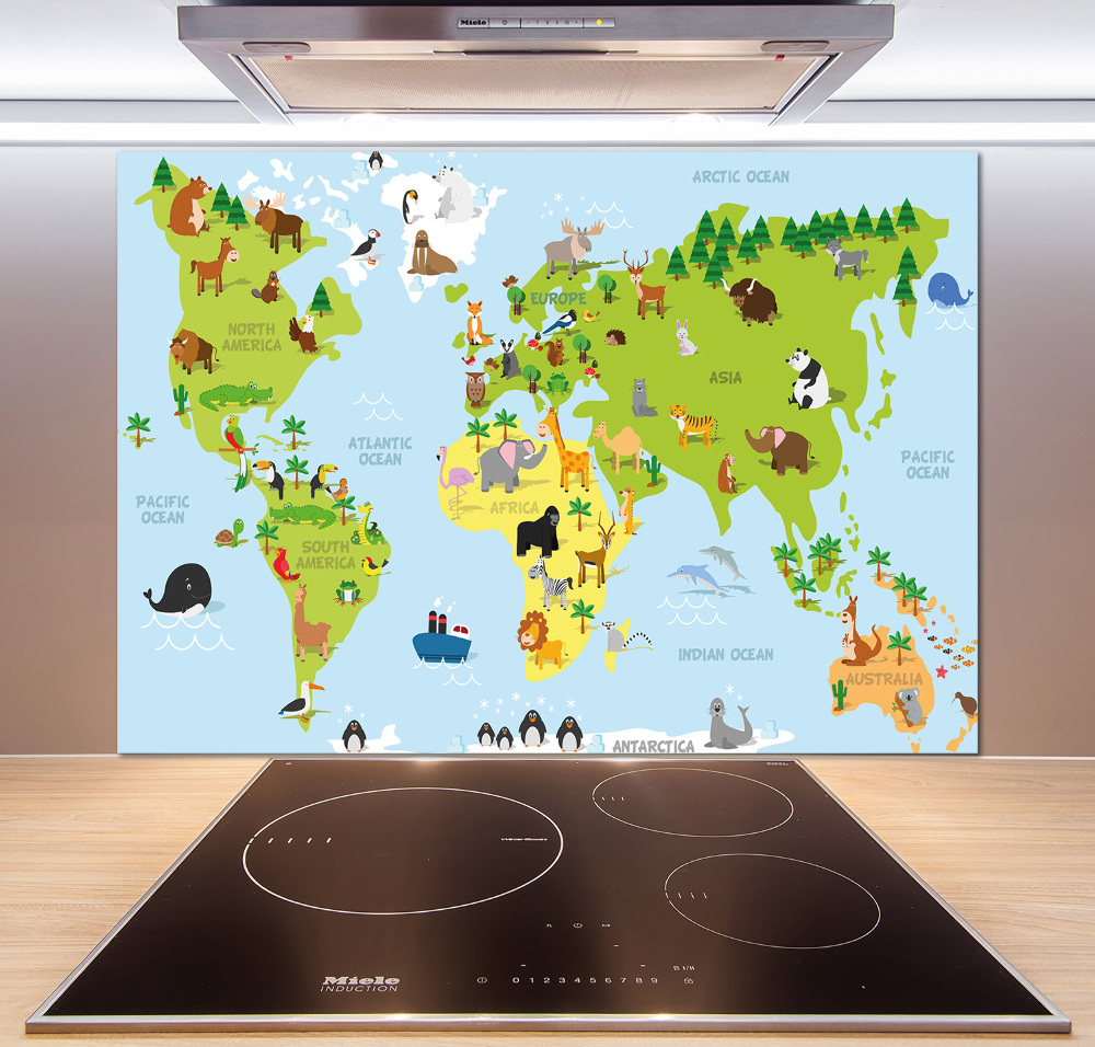 Panel do kuchyne Mapa zvieratá