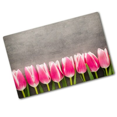 Doska na krájanie zo skla Ružové tulipany