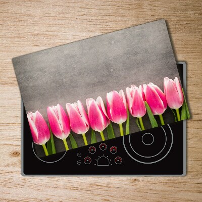 Doska na krájanie zo skla Ružové tulipany