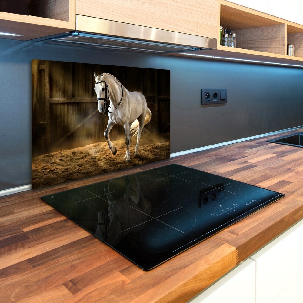 Kuchynská doska zo skla Biely kôň v stajni