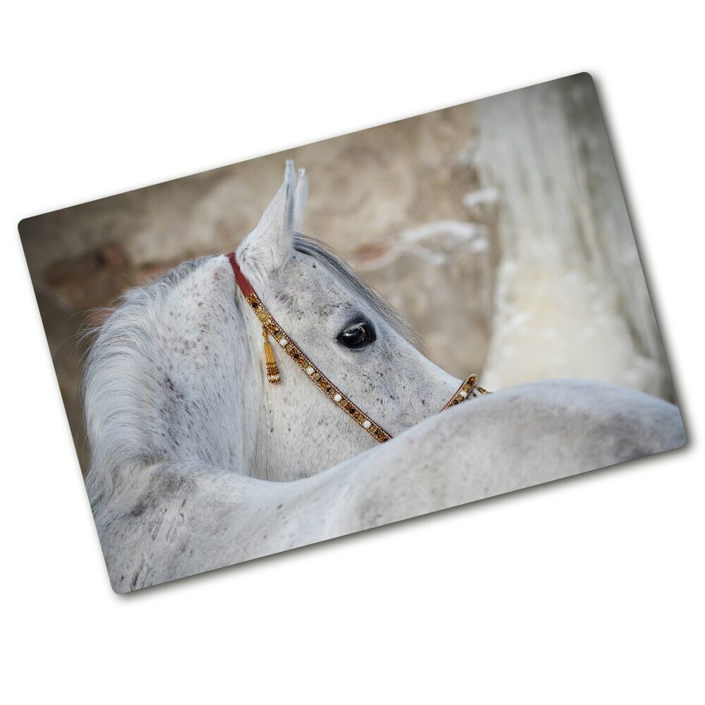 Kuchynská doska zo skla Biely arabský kôň