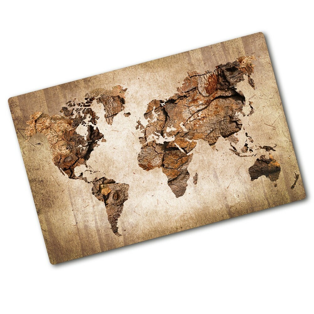 Kuchynská doska zo skla Mapa světa drevo