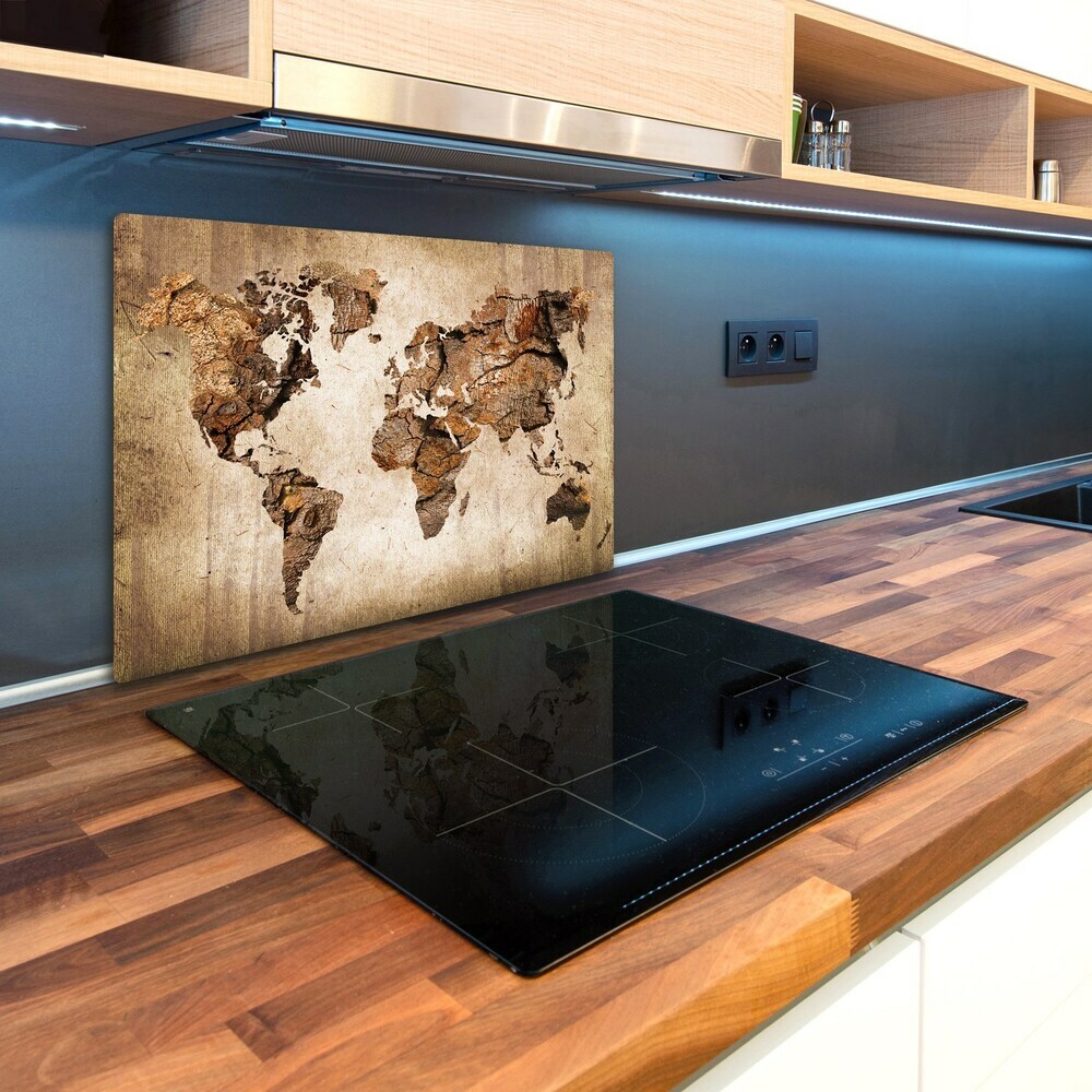 Kuchynská doska zo skla Mapa světa drevo