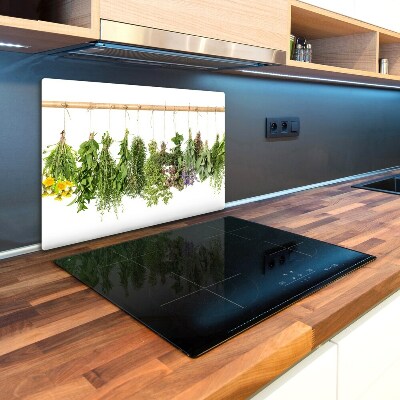 Kuchynská doska veľká zo skla Bylinky na šnúru