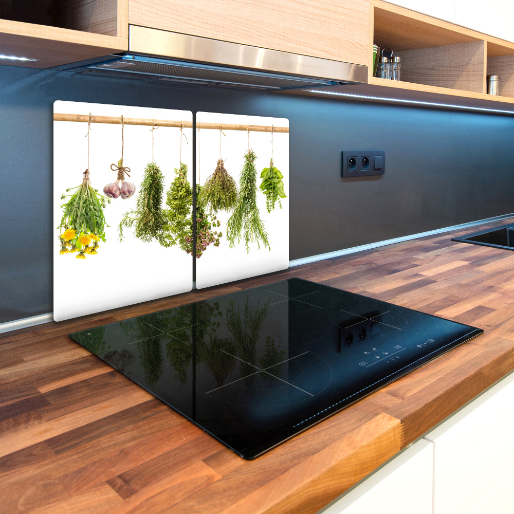 Kuchynská doska veľká zo skla Bylinky na šnúru