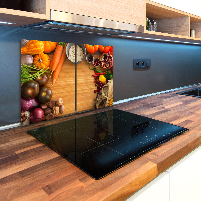 Kuchynská doska veľká zo skla Jeseň zelenina