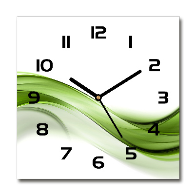 Sklenené nástenné hodiny štvorec Zelená vlna