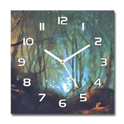 Sklenené hodiny štvorec Mýtický les