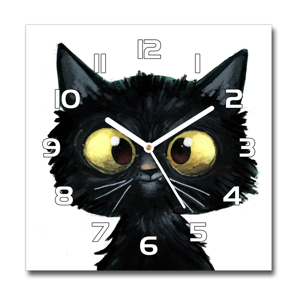 Sklenené hodiny štvorec Ilustrácie mačky