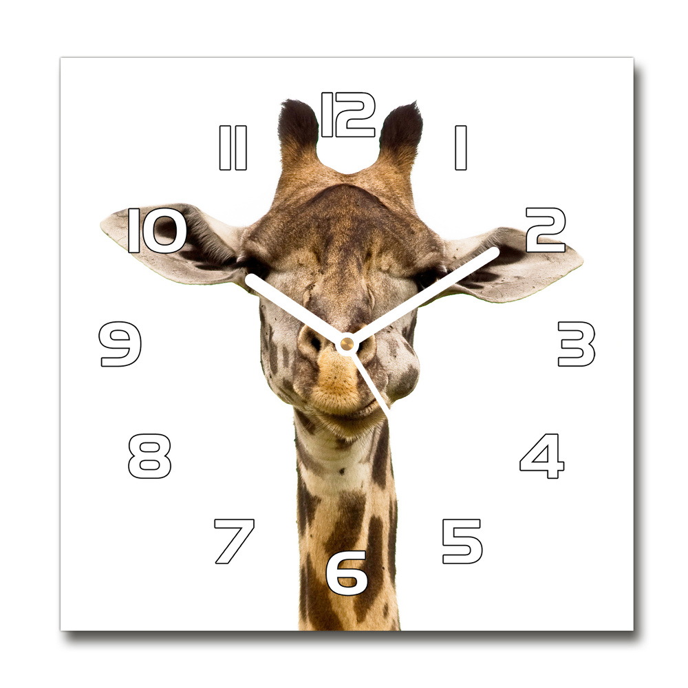 Sklenené nástenné hodiny štvorec Žirafa